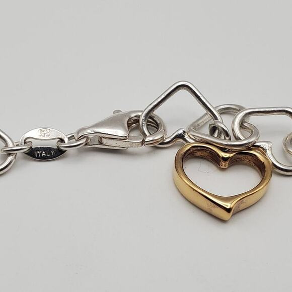 Milor Italy 925 Sterling Silver Open Heart Links 18” Necklace 20.5 Grams - Picture 5 of 8